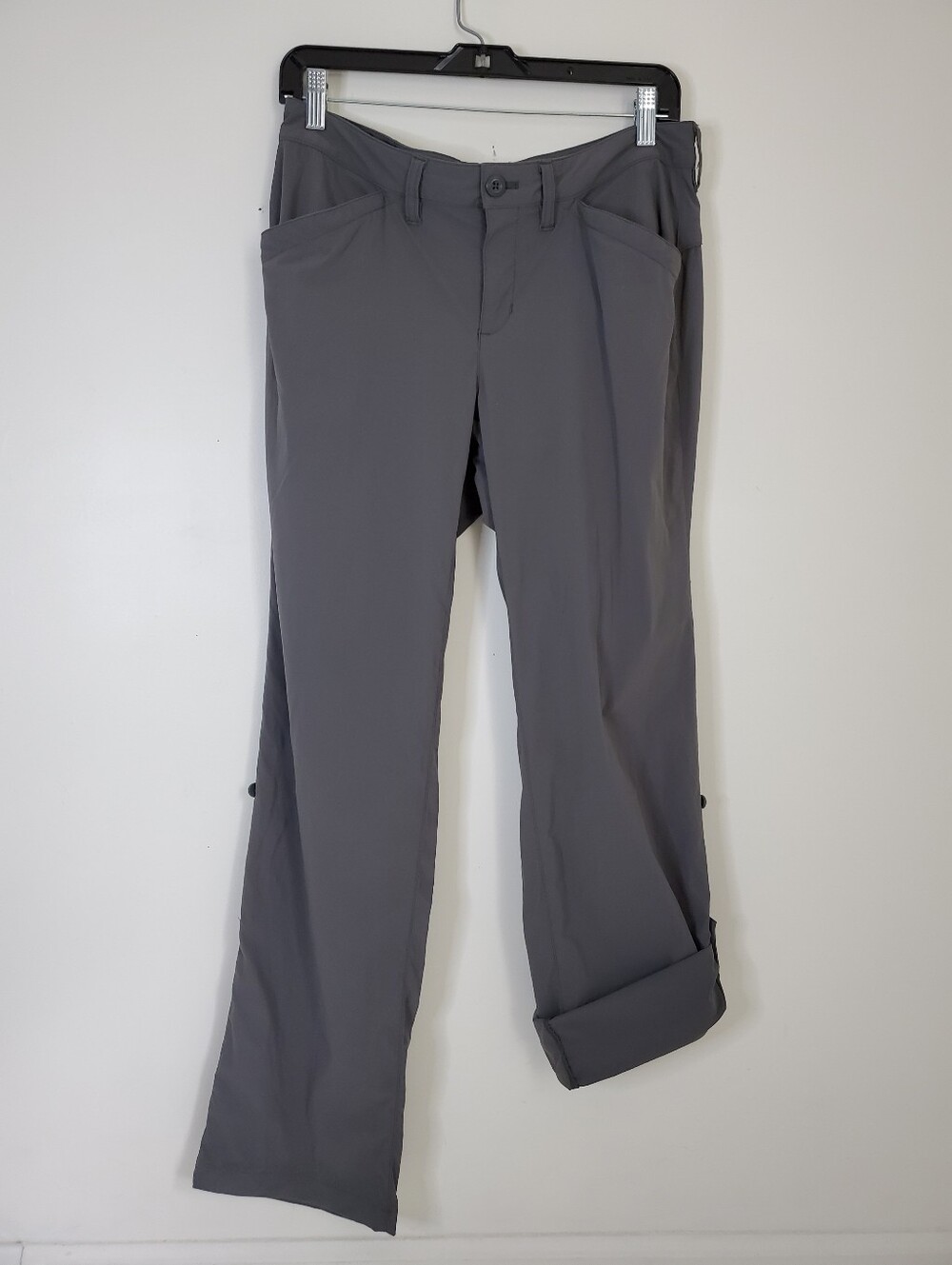 Eddie Bauer Gray Grey Lightweight Roll Up Midrise Hiking Pants